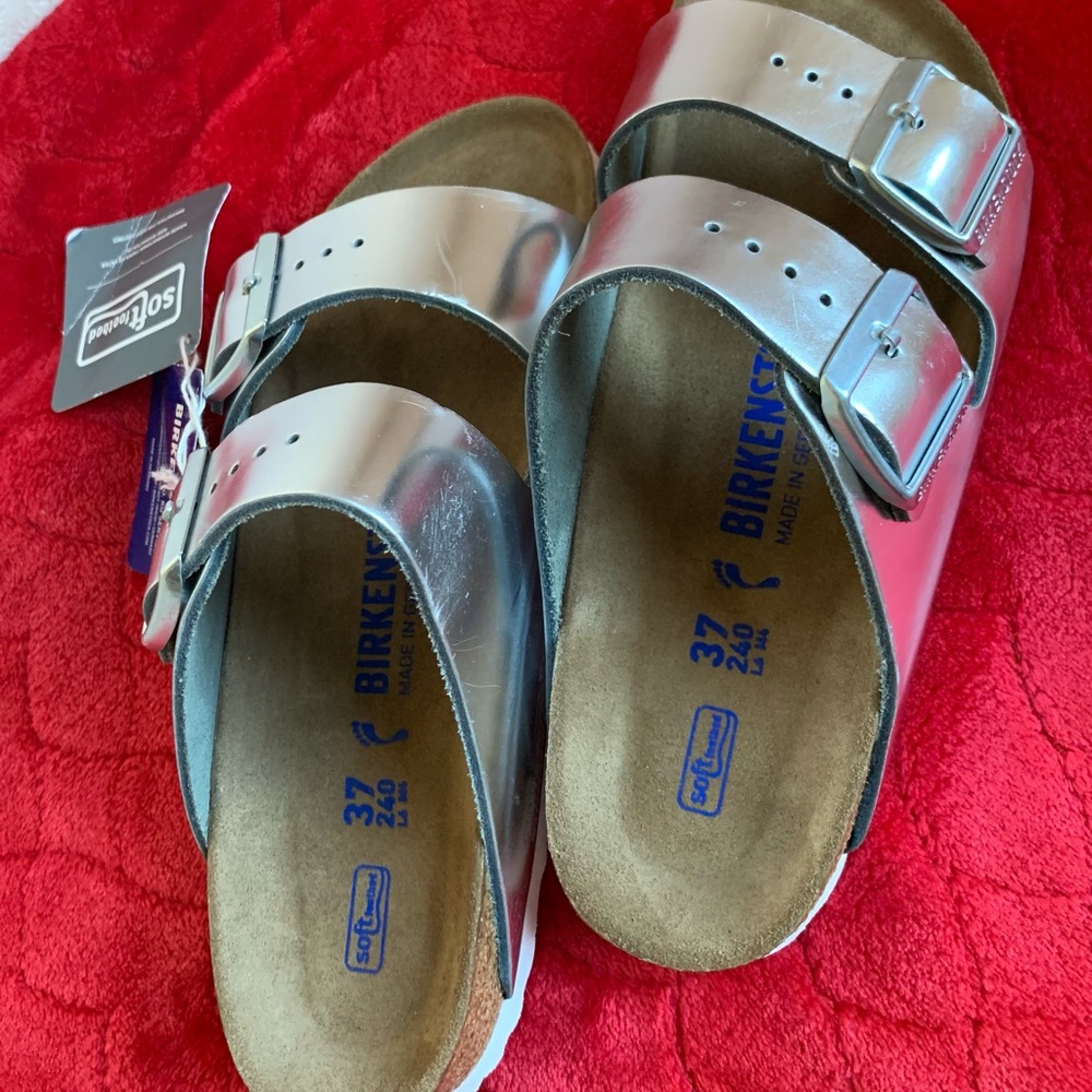 Birkenstock Arizona Birko-Flor Slide Sandal Women  6-6.5US / 37EU Silver